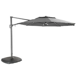 Free Arm Parasol 3.3m LED Lights And Bluetooth Speaker
