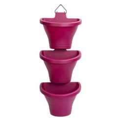Elho Corsica Vertical Forest 24cm Set Of 3 - Cherry Red
