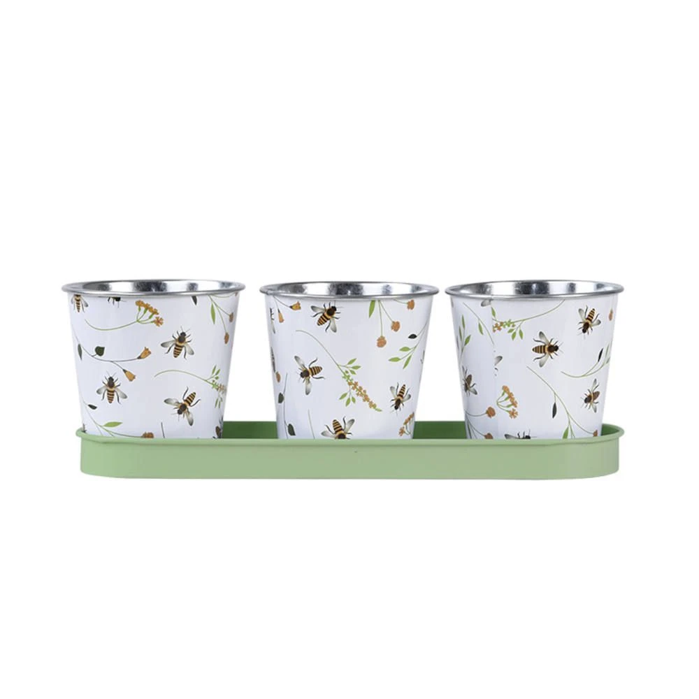 Bee Print 3 Pots On A Tray 4 Bee Print 3 Pots On A Tray - Image 2