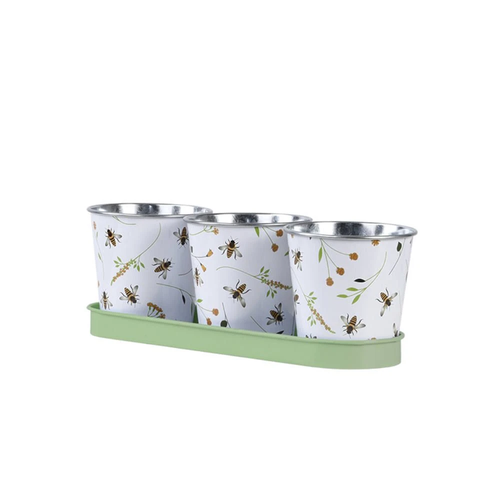 Bee Print 3 Pots On A Tray 3 Bee Print 3 Pots On A Tray