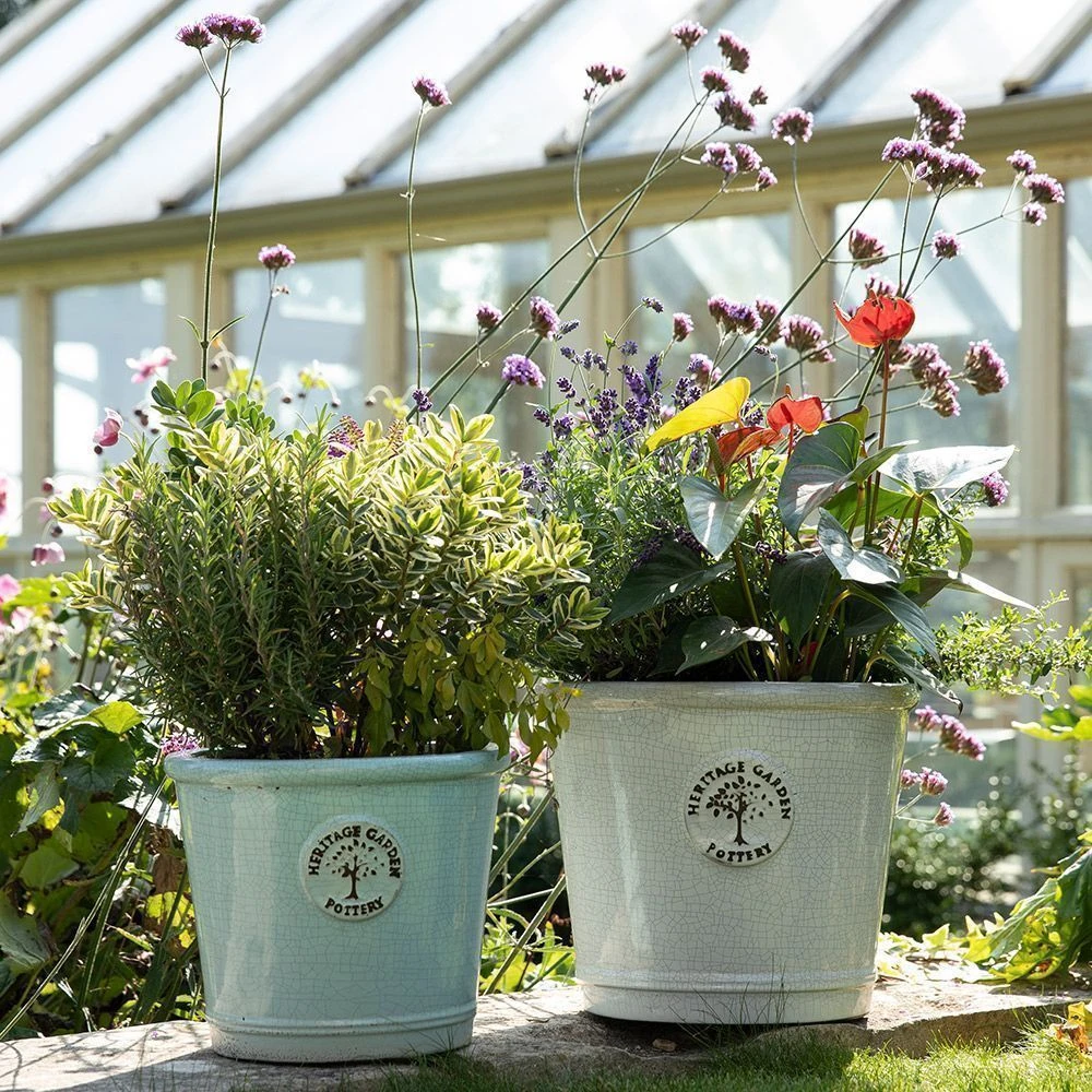 Heritage Crackle Glazed Conical Pot - White 40cm 3 Heritage Crackle Glazed Conical Pot - White 40cm